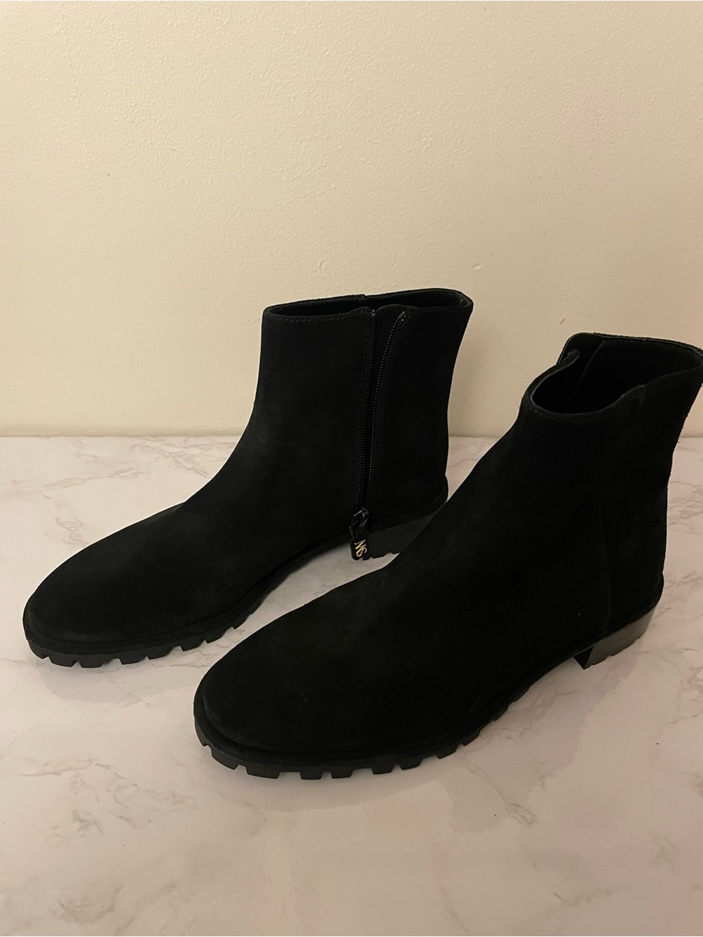 Stuart Weitzman Black Suede Ankle Combat Boots